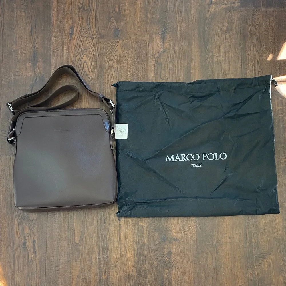 VTG $1476 NWT Santa Barbara Polo & Racquet Club Leather Messenger Bag